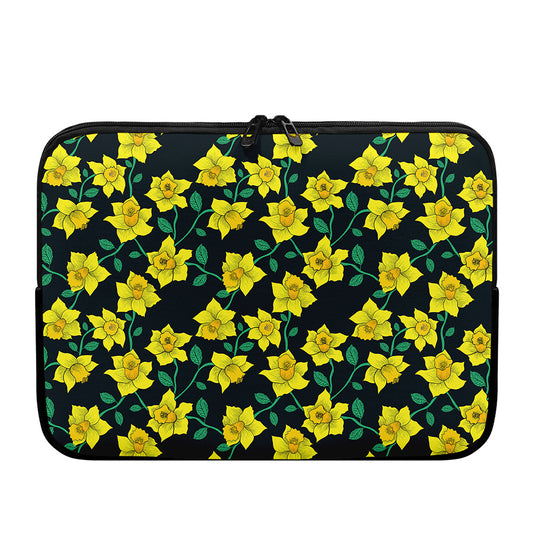 Drawing Daffodil Flower Pattern Print Laptop Sleeve