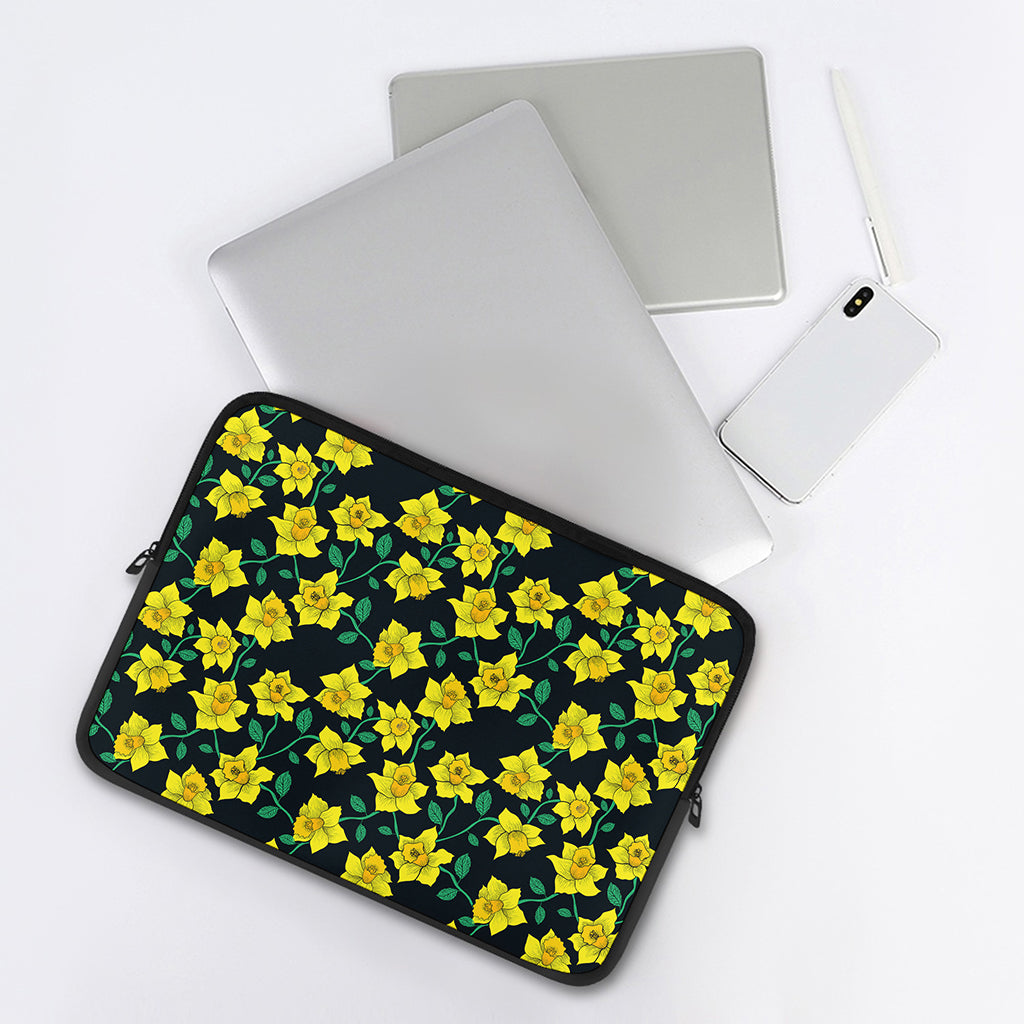 Drawing Daffodil Flower Pattern Print Laptop Sleeve