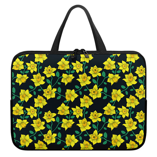 Drawing Daffodil Flower Pattern Print Laptop Sleeve With Handle