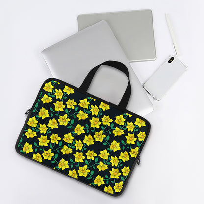 Drawing Daffodil Flower Pattern Print Laptop Sleeve With Handle
