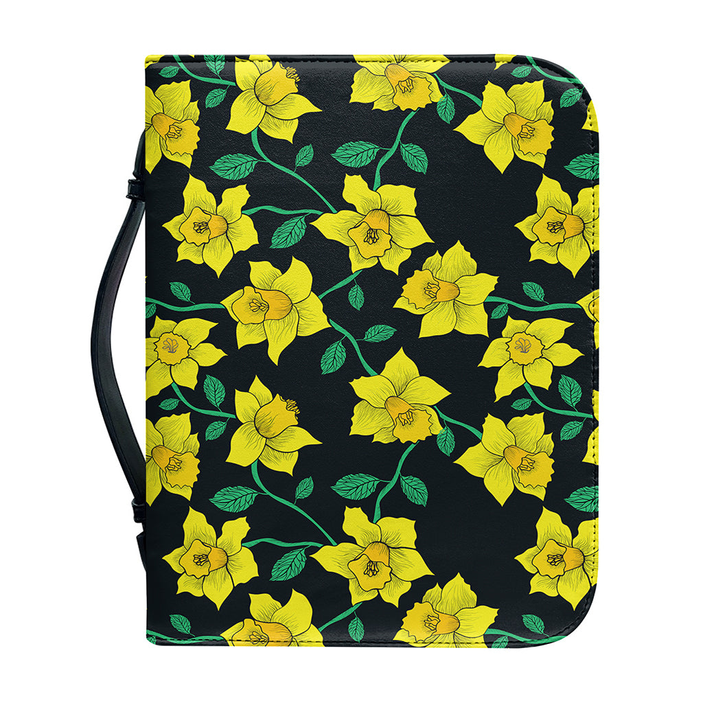 Drawing Daffodil Flower Pattern Print Leather Bible Cover