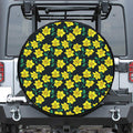 Drawing Daffodil Flower Pattern Print Leather Spare Tire Cover