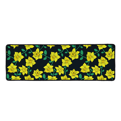 Drawing Daffodil Flower Pattern Print Long Kitchen Mat