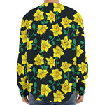 Drawing Daffodil Flower Pattern Print Long Sleeve Baseball Jersey