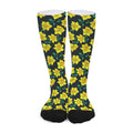 Drawing Daffodil Flower Pattern Print Long Socks