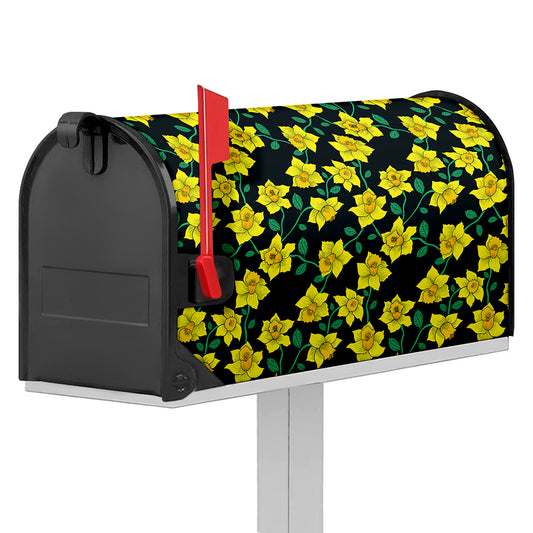Drawing Daffodil Flower Pattern Print Mailbox Cover
