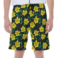 Drawing Daffodil Flower Pattern Print Men's Beach Shorts