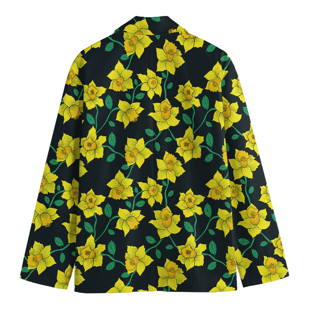 Drawing Daffodil Flower Pattern Print Men's Blazer