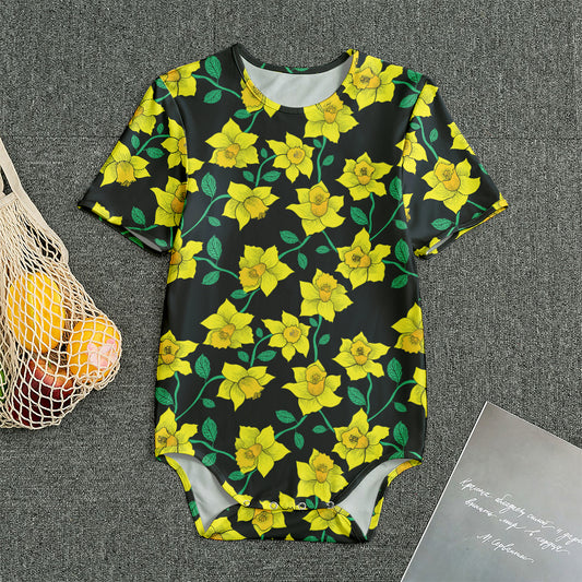 Drawing Daffodil Flower Pattern Print Men's Bodysuit