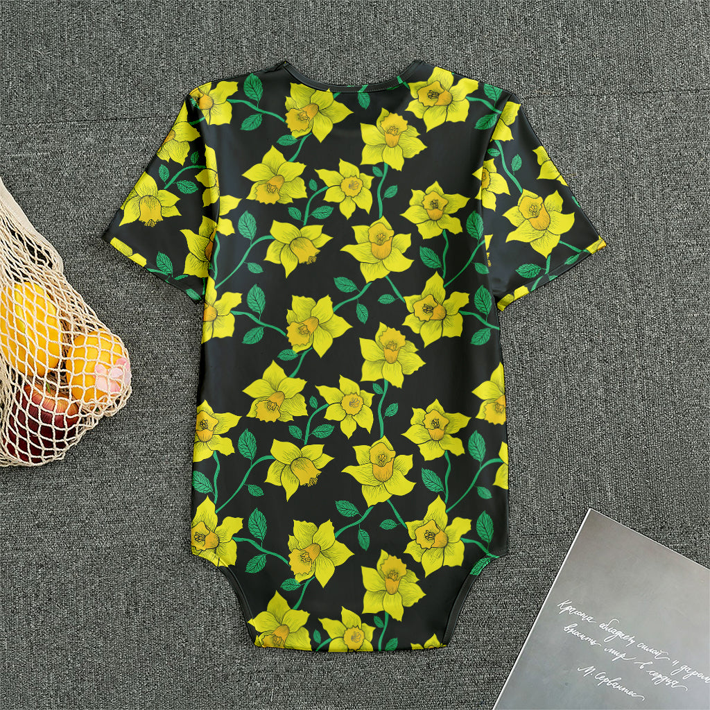 Drawing Daffodil Flower Pattern Print Men's Bodysuit