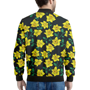 Drawing Daffodil Flower Pattern Print Men's Bomber Jacket