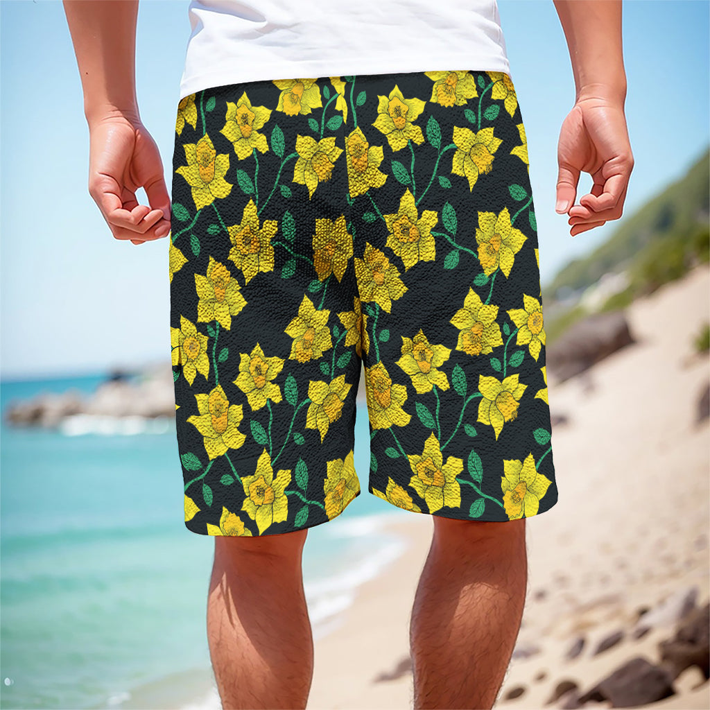 Drawing Daffodil Flower Pattern Print Men's Cargo Shorts