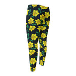 Drawing Daffodil Flower Pattern Print Men's Compression Pants