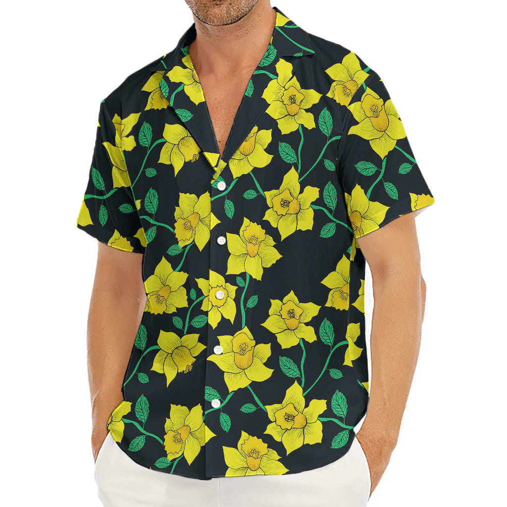 Drawing Daffodil Flower Pattern Print Men's Deep V-Neck Shirt