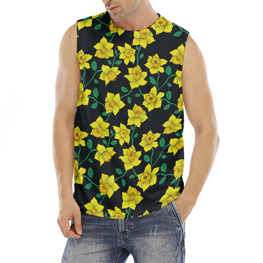 Drawing Daffodil Flower Pattern Print Men's Fitness Tank Top