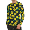 Drawing Daffodil Flower Pattern Print Men's Long Sleeve Rash Guard