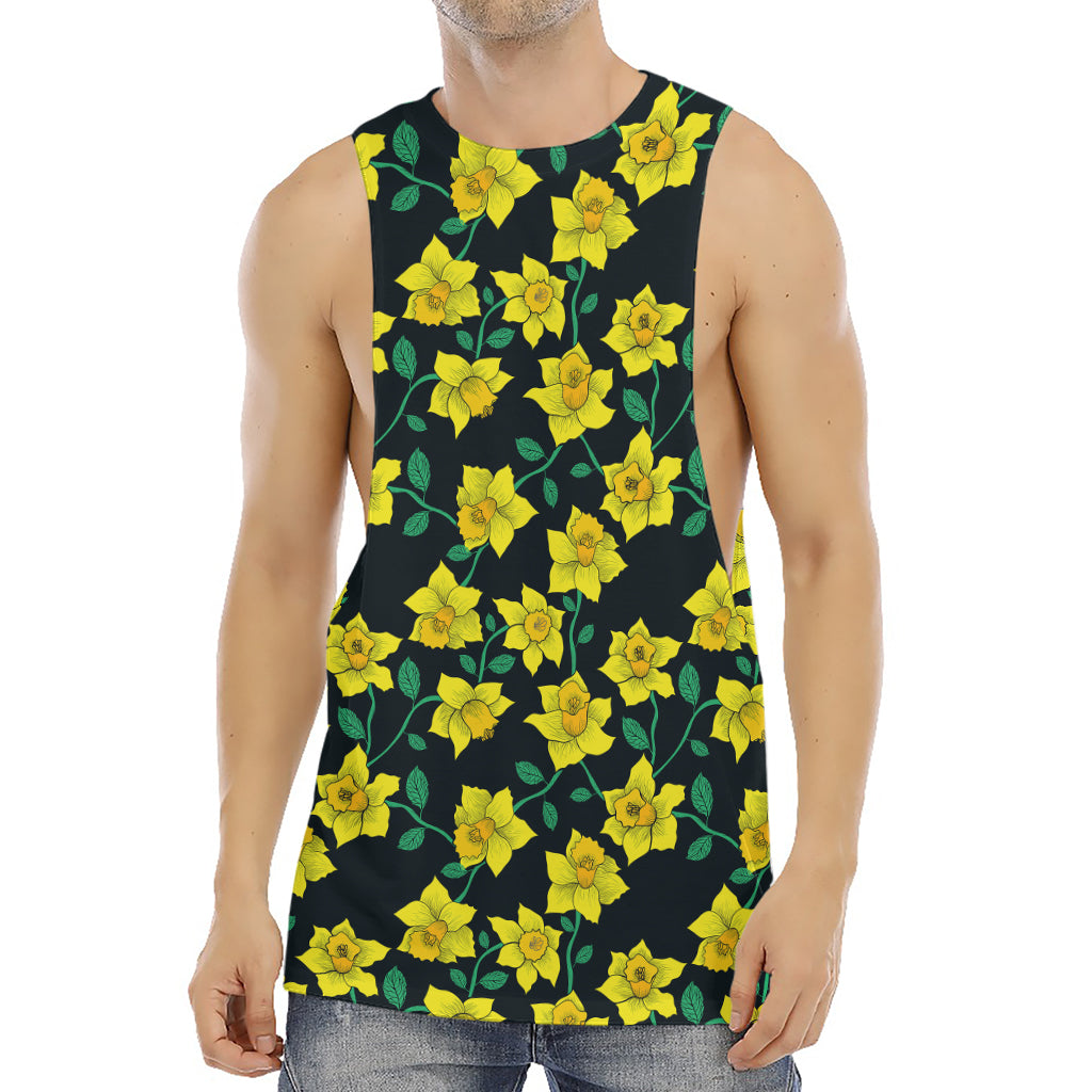 Drawing Daffodil Flower Pattern Print Men's Muscle Tank Top