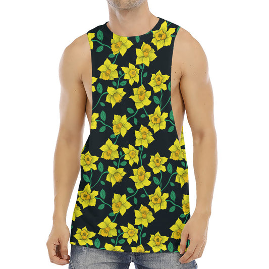 Drawing Daffodil Flower Pattern Print Men's Muscle Tank Top