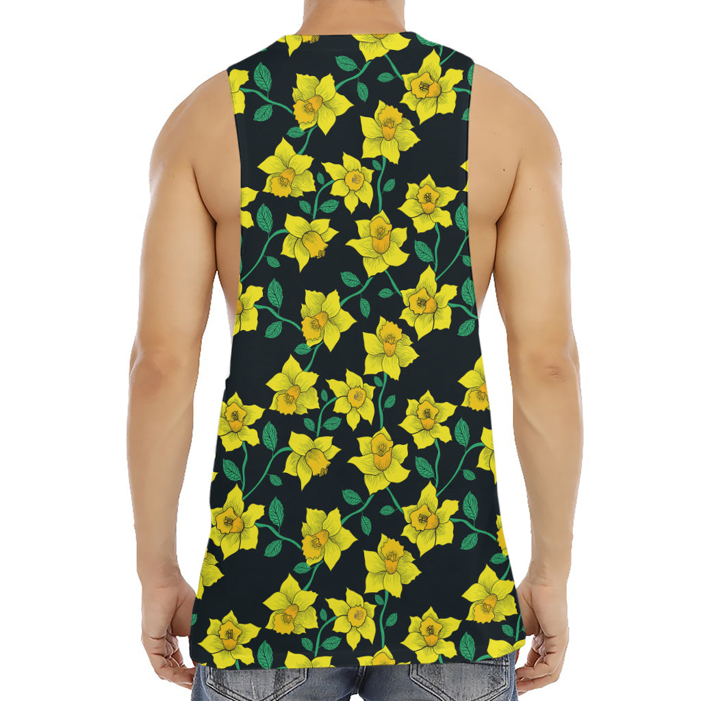 Drawing Daffodil Flower Pattern Print Men's Muscle Tank Top