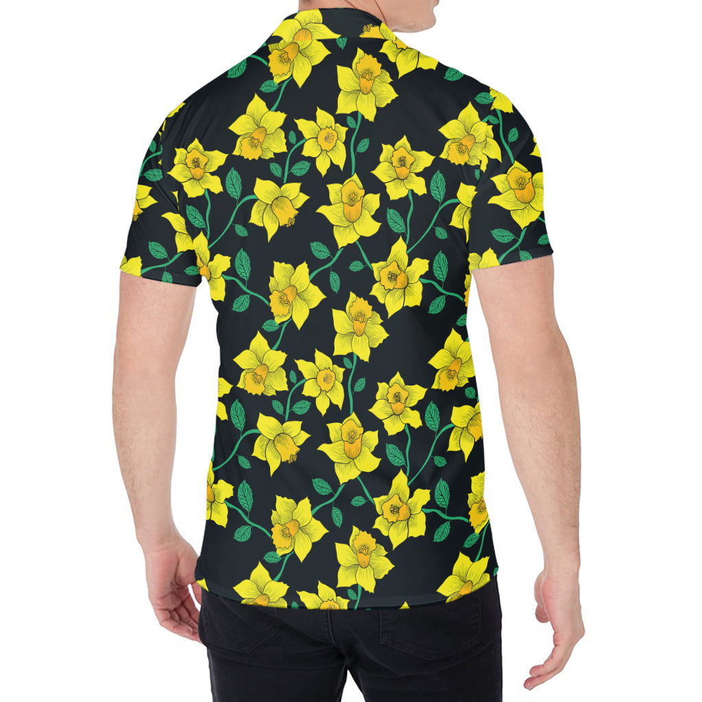 Drawing Daffodil Flower Pattern Print Men's Shirt