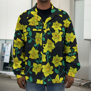 Drawing Daffodil Flower Pattern Print Men's Shirt Jacket