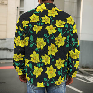 Drawing Daffodil Flower Pattern Print Men's Shirt Jacket