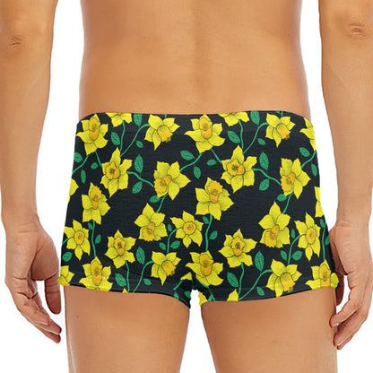 Drawing Daffodil Flower Pattern Print Men's Short Boxer Briefs