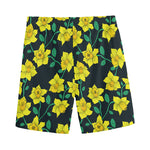 Drawing Daffodil Flower Pattern Print Men's Sports Shorts
