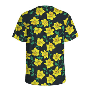 Drawing Daffodil Flower Pattern Print Men's Sports T-Shirt