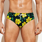 Drawing Daffodil Flower Pattern Print Men's Swim Briefs