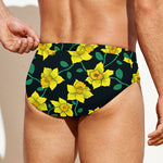 Drawing Daffodil Flower Pattern Print Men's Swim Briefs
