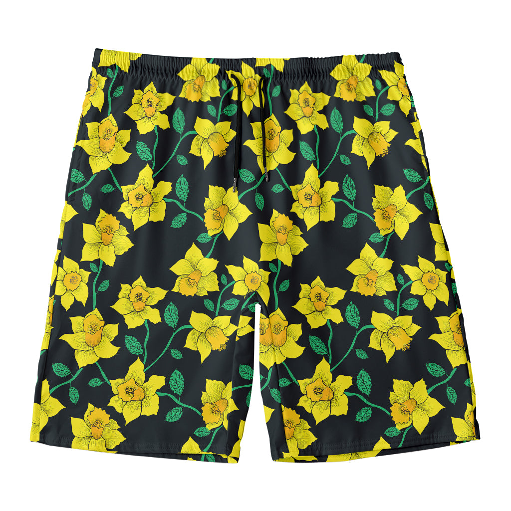 Drawing Daffodil Flower Pattern Print Men's Swim Trunks