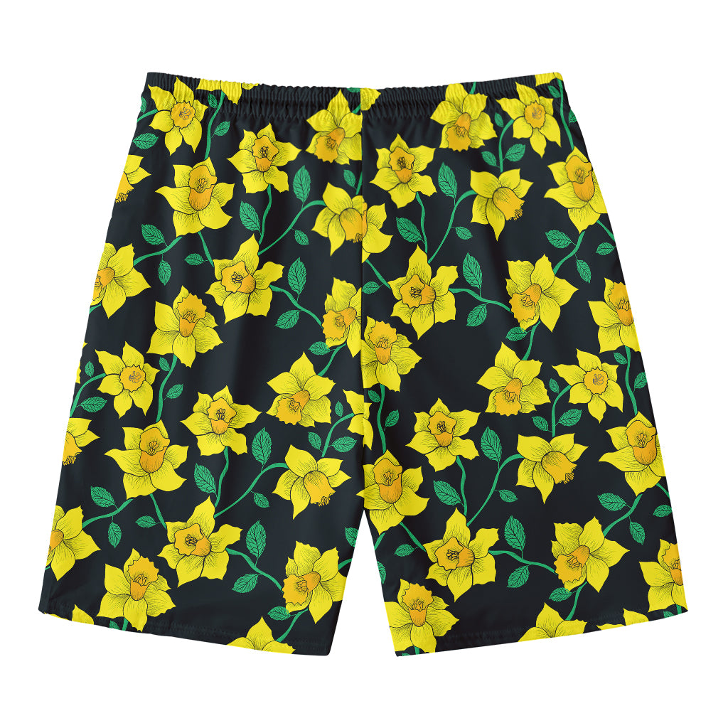 Drawing Daffodil Flower Pattern Print Men's Swim Trunks