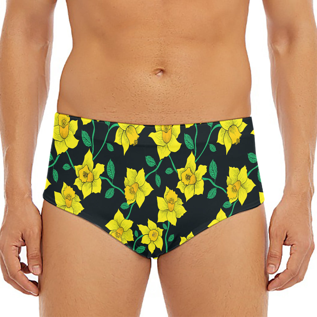 Drawing Daffodil Flower Pattern Print Men's Triangle Swim Briefs