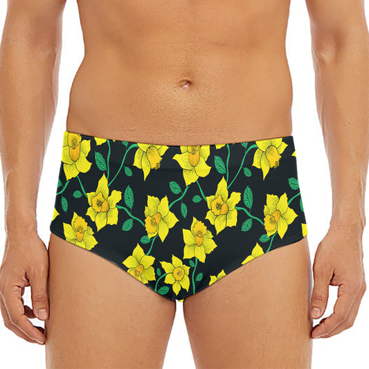Drawing Daffodil Flower Pattern Print Men's Triangle Swim Briefs