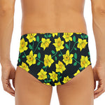 Drawing Daffodil Flower Pattern Print Men's Triangle Swim Briefs