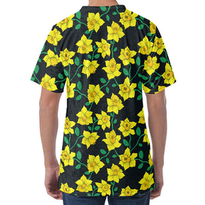 Drawing Daffodil Flower Pattern Print Men's Velvet T-Shirt