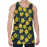 Drawing Daffodil Flower Pattern Print Men's Velvet Tank Top