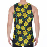 Drawing Daffodil Flower Pattern Print Men's Velvet Tank Top