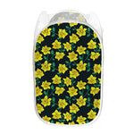 Drawing Daffodil Flower Pattern Print Mesh Laundry Hamper
