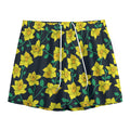 Drawing Daffodil Flower Pattern Print Mesh Shorts