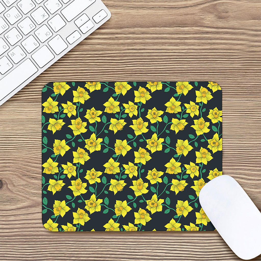 Drawing Daffodil Flower Pattern Print Mouse Pad