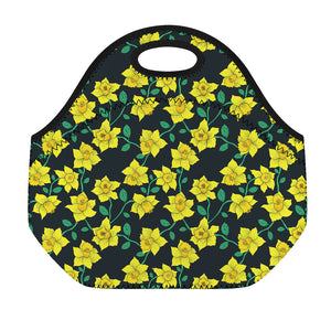 Drawing Daffodil Flower Pattern Print Neoprene Lunch Bag