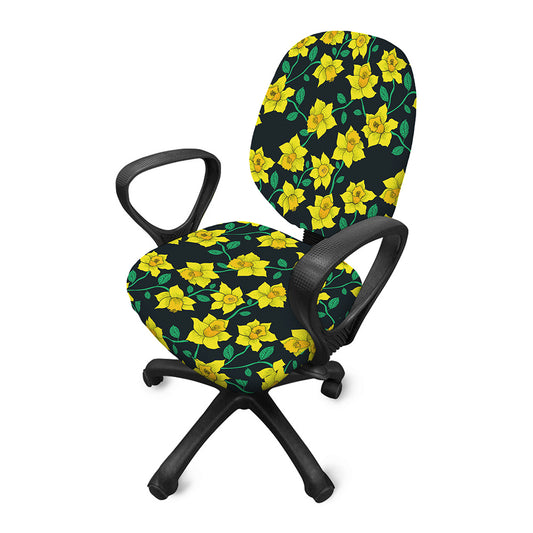 Drawing Daffodil Flower Pattern Print Office Chair Cover