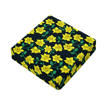 Drawing Daffodil Flower Pattern Print Outdoor Seat Cushion Cover