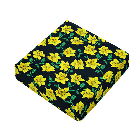 Drawing Daffodil Flower Pattern Print Outdoor Seat Cushion Cover