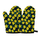 Drawing Daffodil Flower Pattern Print Oven Mitts