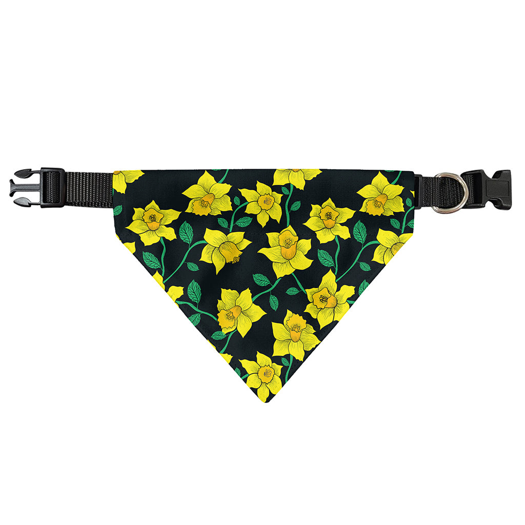 Drawing Daffodil Flower Pattern Print Over The Collar Dog Bandana