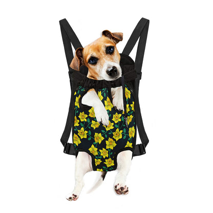 Drawing Daffodil Flower Pattern Print Pet Carrier Backpack