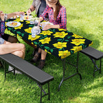 Drawing Daffodil Flower Pattern Print Picnic Table Cover